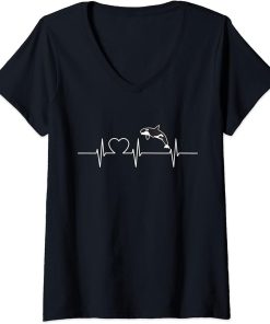 Womens Orcas Cool Heartbeat Design with a Orca V-Neck T-Shirt