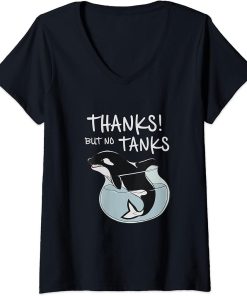 Womens Orca Free Save the Whales Social criticism Ocean Protection V-Neck T-Shirt