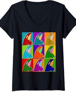 Womens Killer Whale Pop Art Animal Orca Ocean Sea Lover Graphic V-Neck T-Shirt