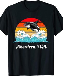 Vintage Aberdeen WA Distressed Orca Killer Whale Art T-Shirt