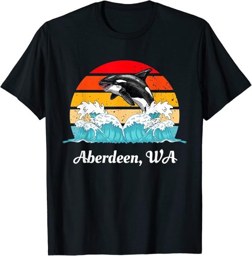 Vintage Aberdeen WA Distressed Orca Killer Whale Art T-Shirt