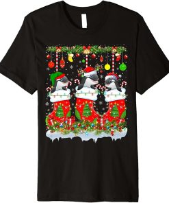 Funny Orca In Xmas Socks Lights Orca Christmas Premium T-Shirt