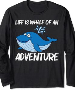 Funny Whale Art For Men Women Orca Narwhal Blue Whales Long Sleeve T-Shirt