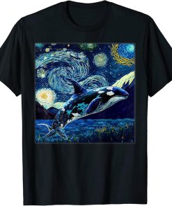 Surrealism Starry Night Orca Whale T-Shirt